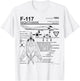 F-117 Nighthawk Stealth Fighter Schematic Infographic T-Shirt - T-Shirt | White