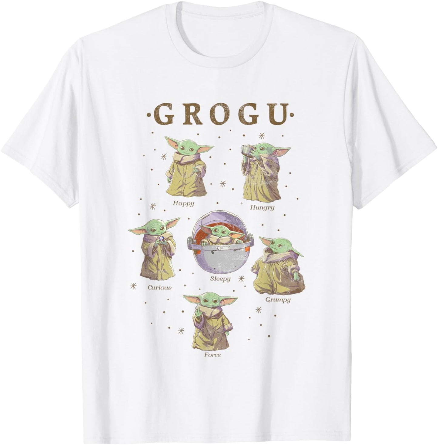 Star Wars: The Mandalorian Grogu Moods Of The Child Vintage T-Shirt - T-Shirt | White