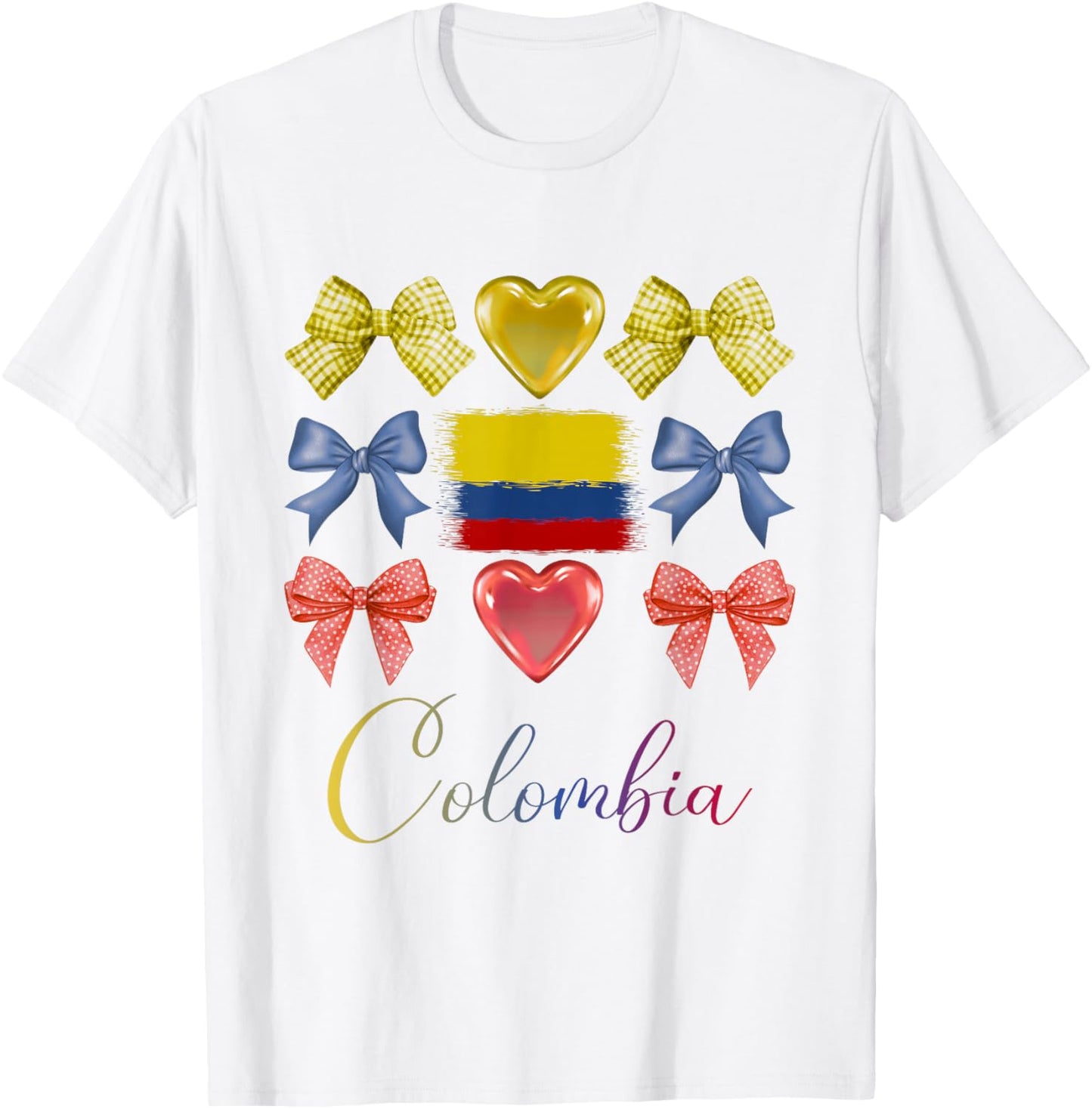 Colombian Bows Pride Roots Latina Women Girls Colombia Bow T-Shirt - T-Shirt | White