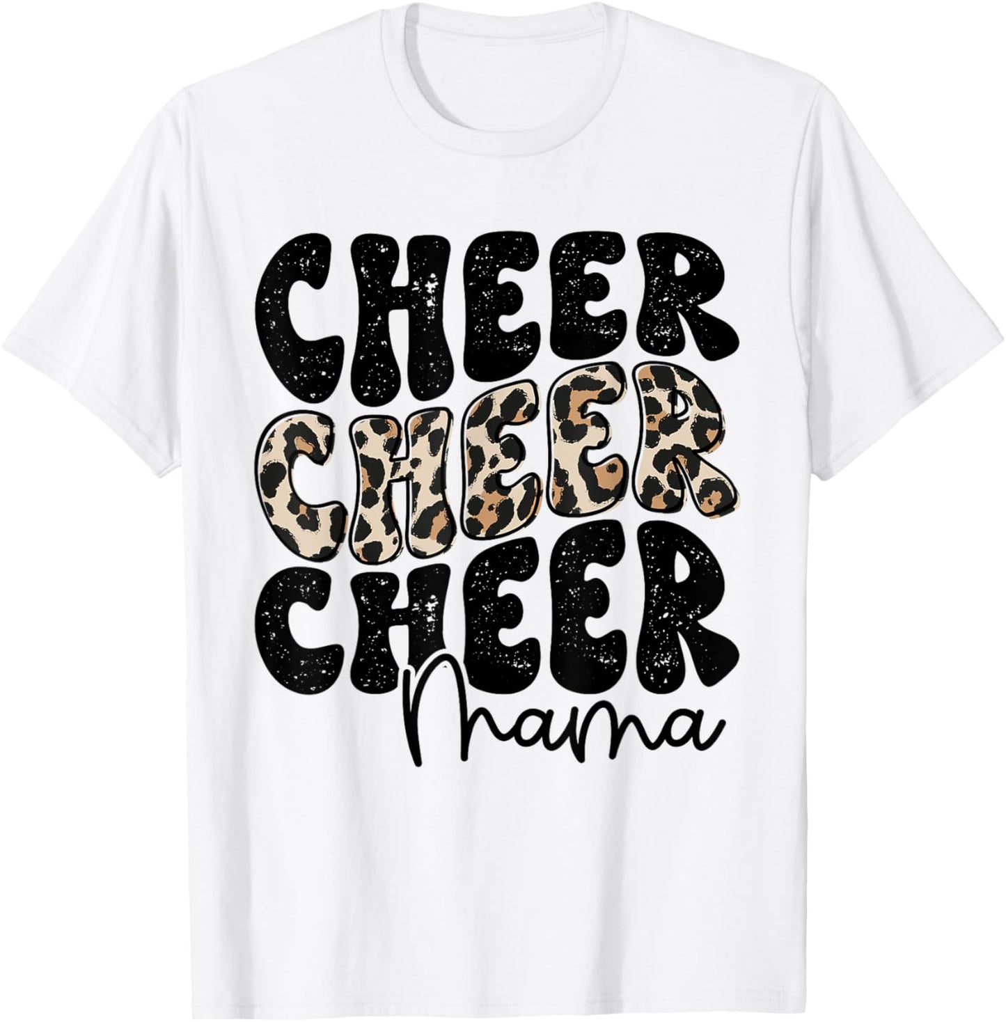 Cheer Mama Leopard Proud Cheerleading Mom Biggest Fan T-Shirt - T-Shirt | White