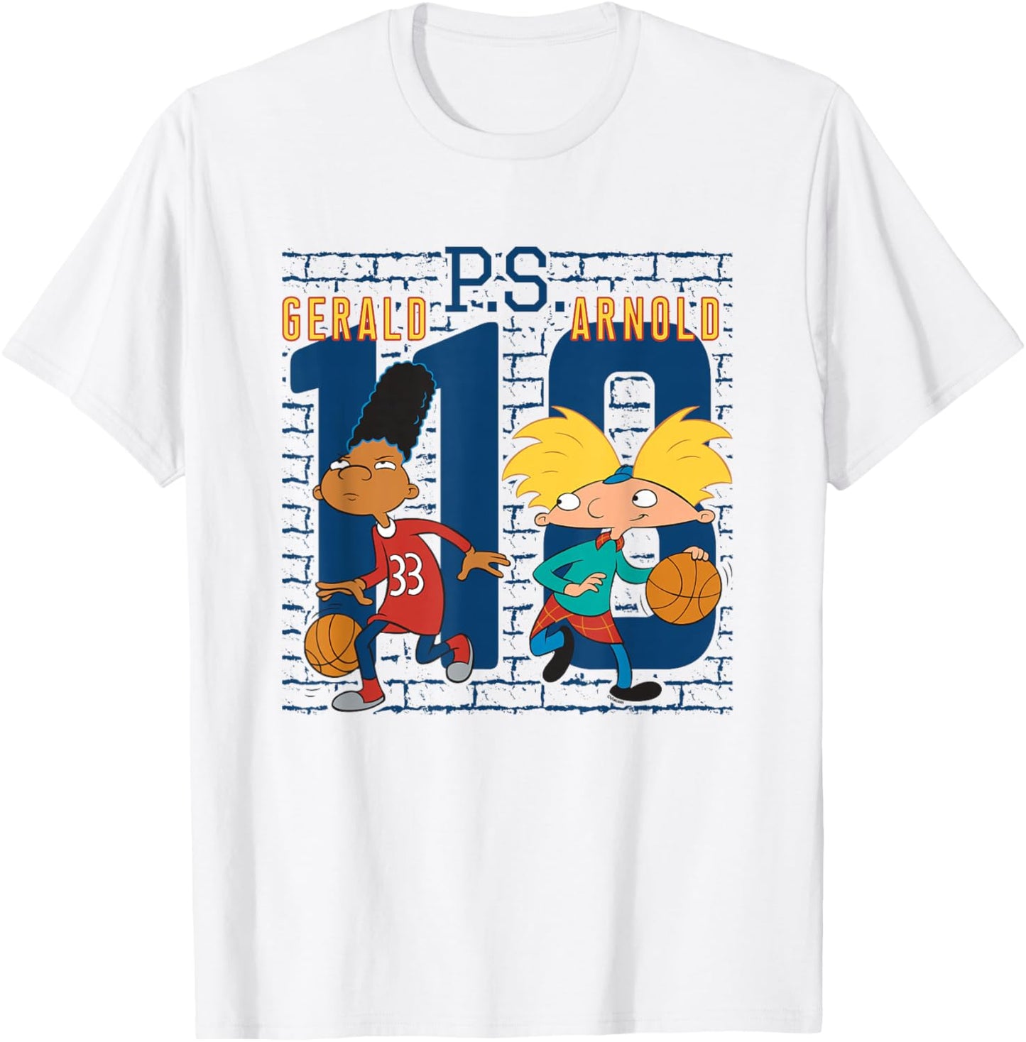 Hey Arnold! Gerald PS Arnold 118 Collegiate Big Chest Logo T-Shirt - T-Shirt | White