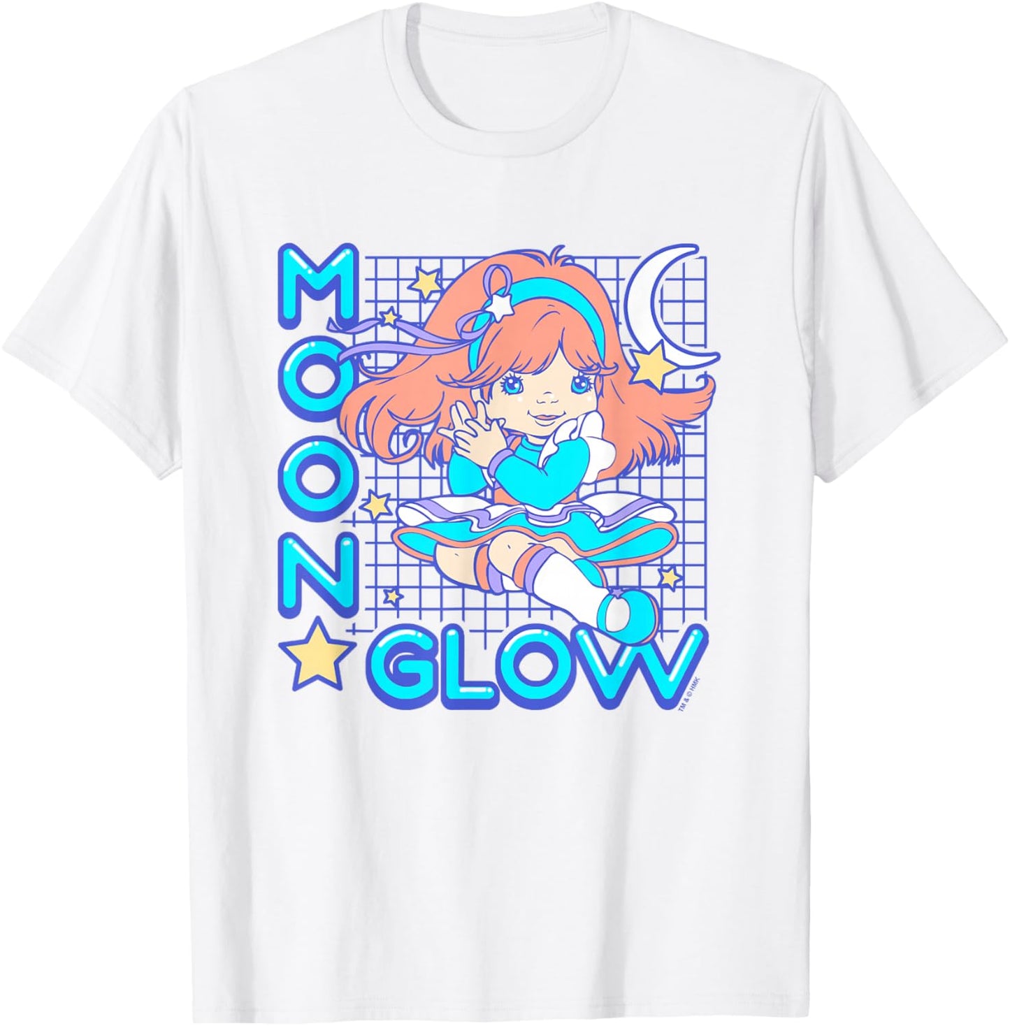 Rainbow Brite Moon Glow Vintage Neon Grid Logo T-Shirt - T-Shirt | White