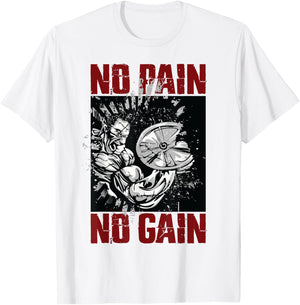 Bodybuilding Sayings and Gym Shirts No Pain No Gain T-Shirt - T-Shirt | White