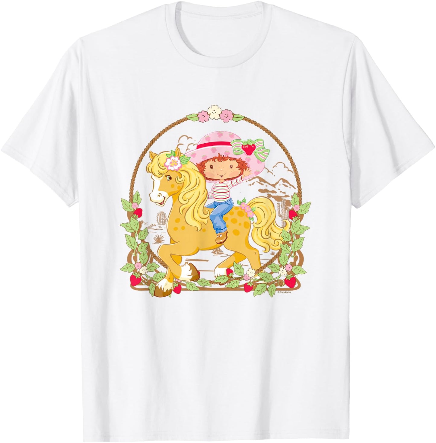 Strawberry Shortcake Cute Berry Country Retro Chest Frame T-Shirt - T-Shirt | White