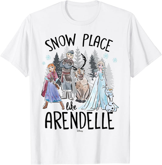 Frozen - Elsa Anna Olaf Kristoff Snow Place Like Arendelle T-Shirt - T-Shirt | White