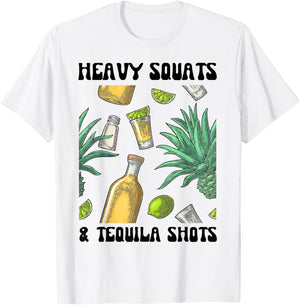 Heavy Squats And Tequila Shot Personal Trainer Tequila Lover T-Shirt - T-Shirt | White