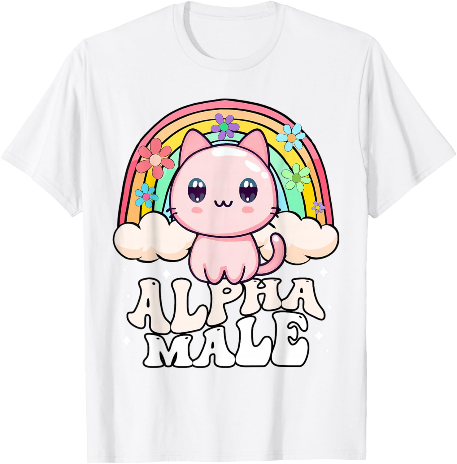 Alpha Male Cat Kitten Rainbow T-Shirt - T-Shirt | White