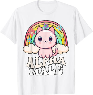 Alpha Male Cat Kitten Rainbow T-Shirt - T-Shirt | White