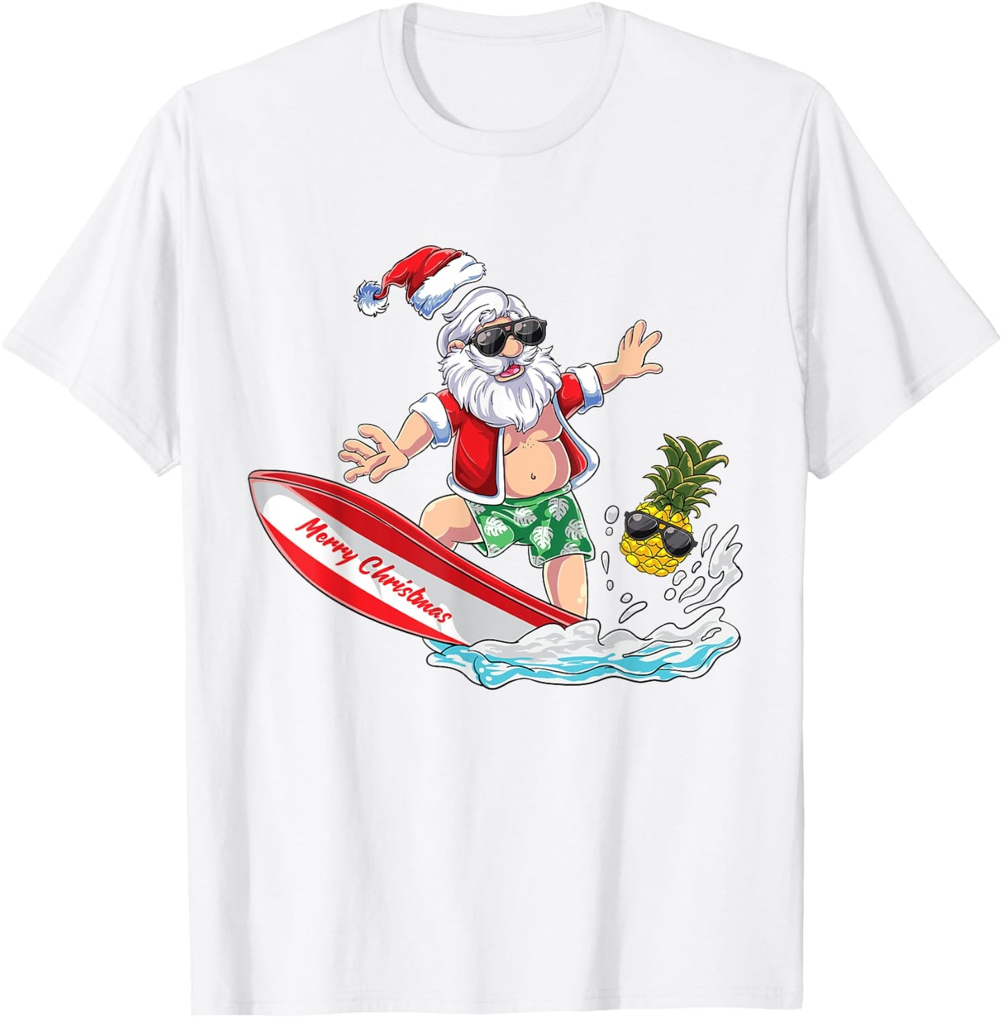 Surfing Santa Beach Holiday Plams Christmas in July Surf Women Kids T-Shirt - T-Shirt | White