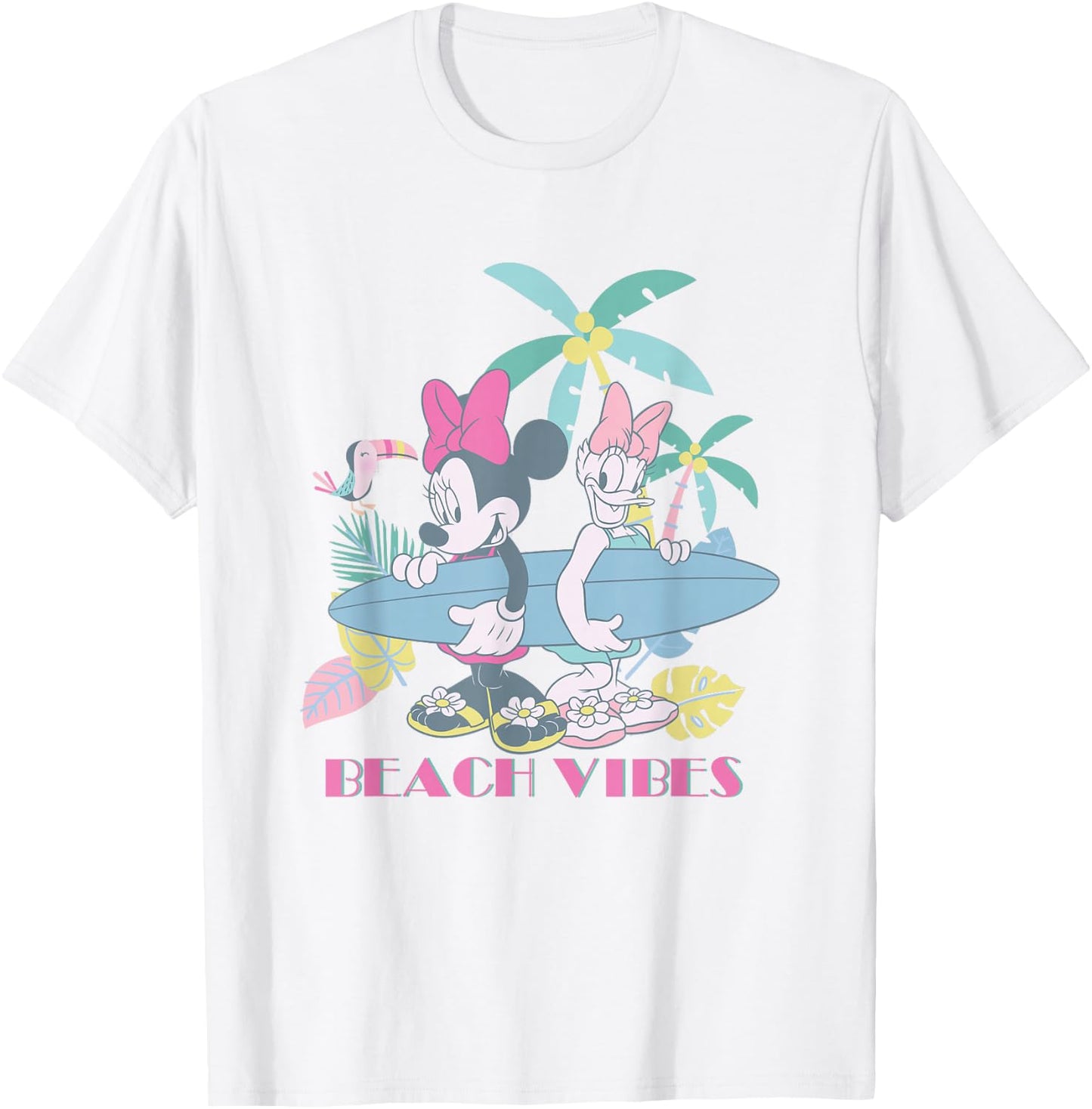 Disney Mickey and Friends Beach Vibes Minnie Daisy Big Logo T-Shirt - T-Shirt | White