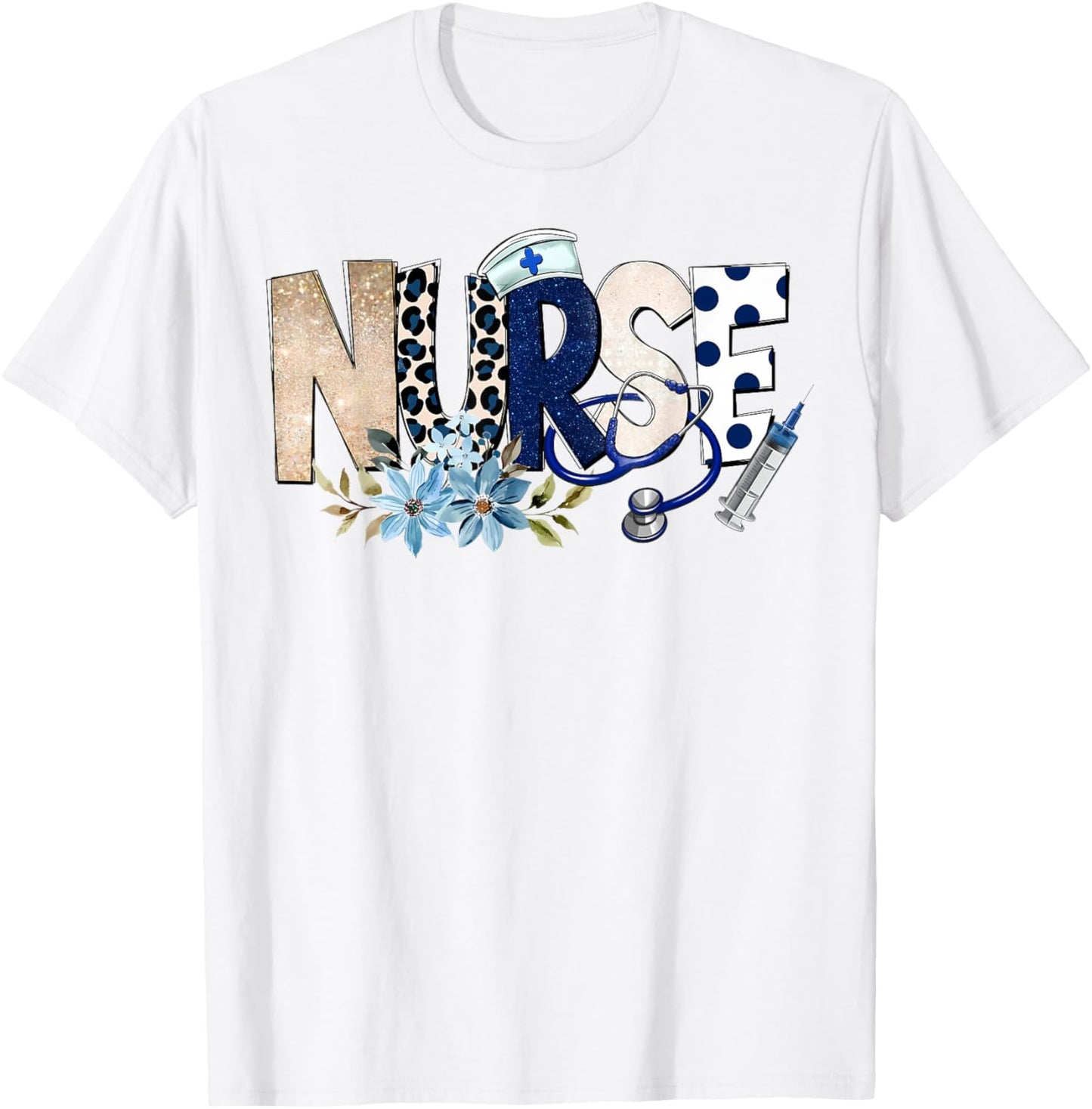 Nurse Life Floral Flowers T-Shirt - T-Shirt | White