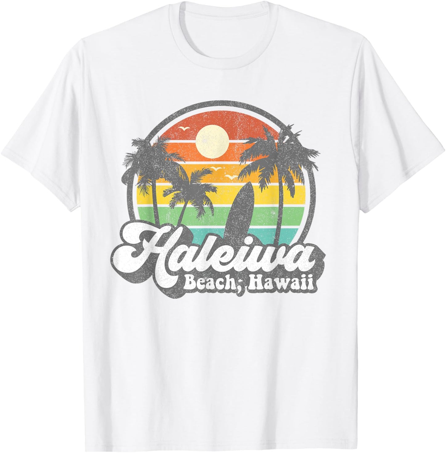 Vintage Haleiwa Beach Hawaii Surf Hawaiian Surfing 70's Gift T-Shirt - T-Shirt | White