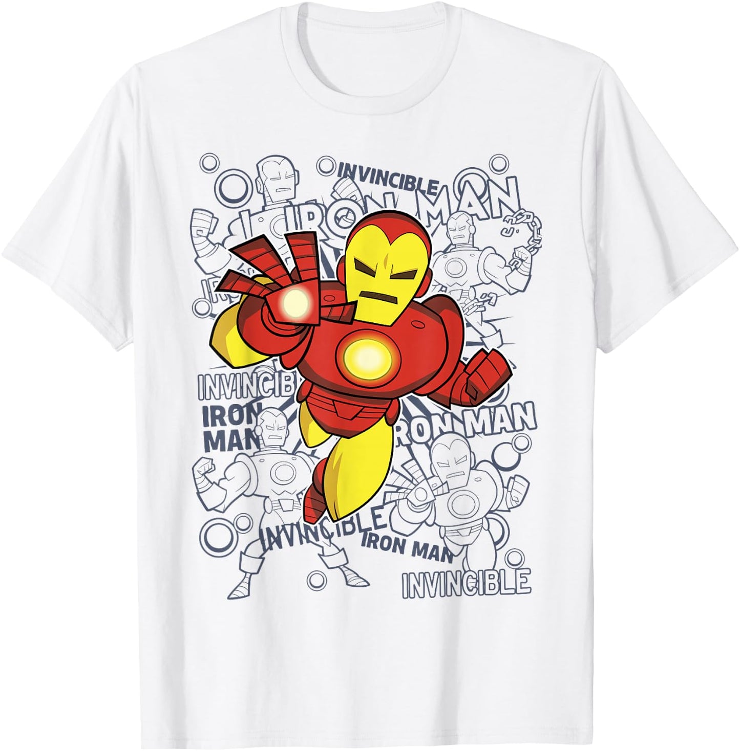 Marvel Iron Man Retro Portrait Sketch Background T-Shirt - T-Shirt | White