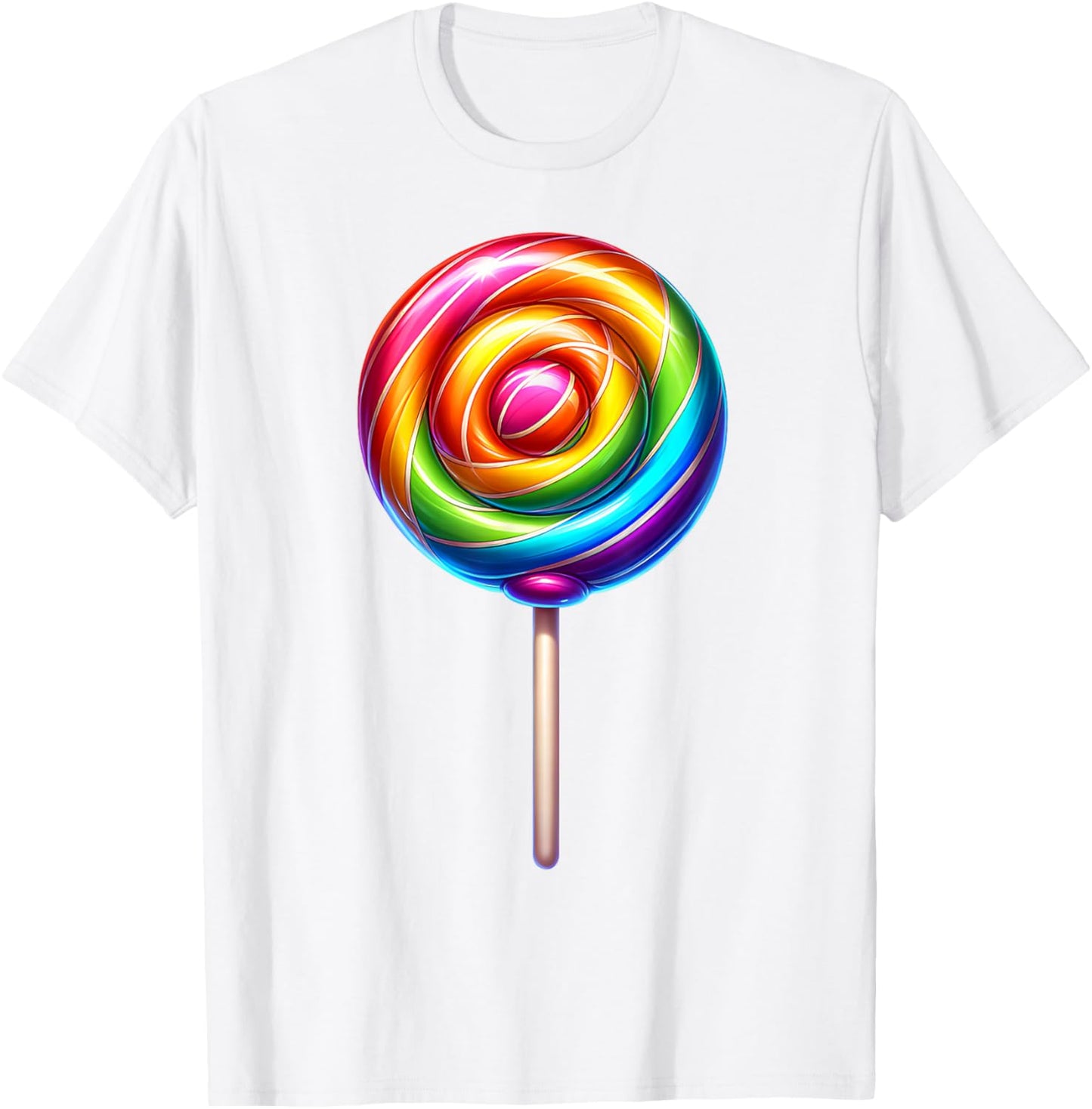 Rainbow Lolipop Candy T-Shirt - T-Shirt | White