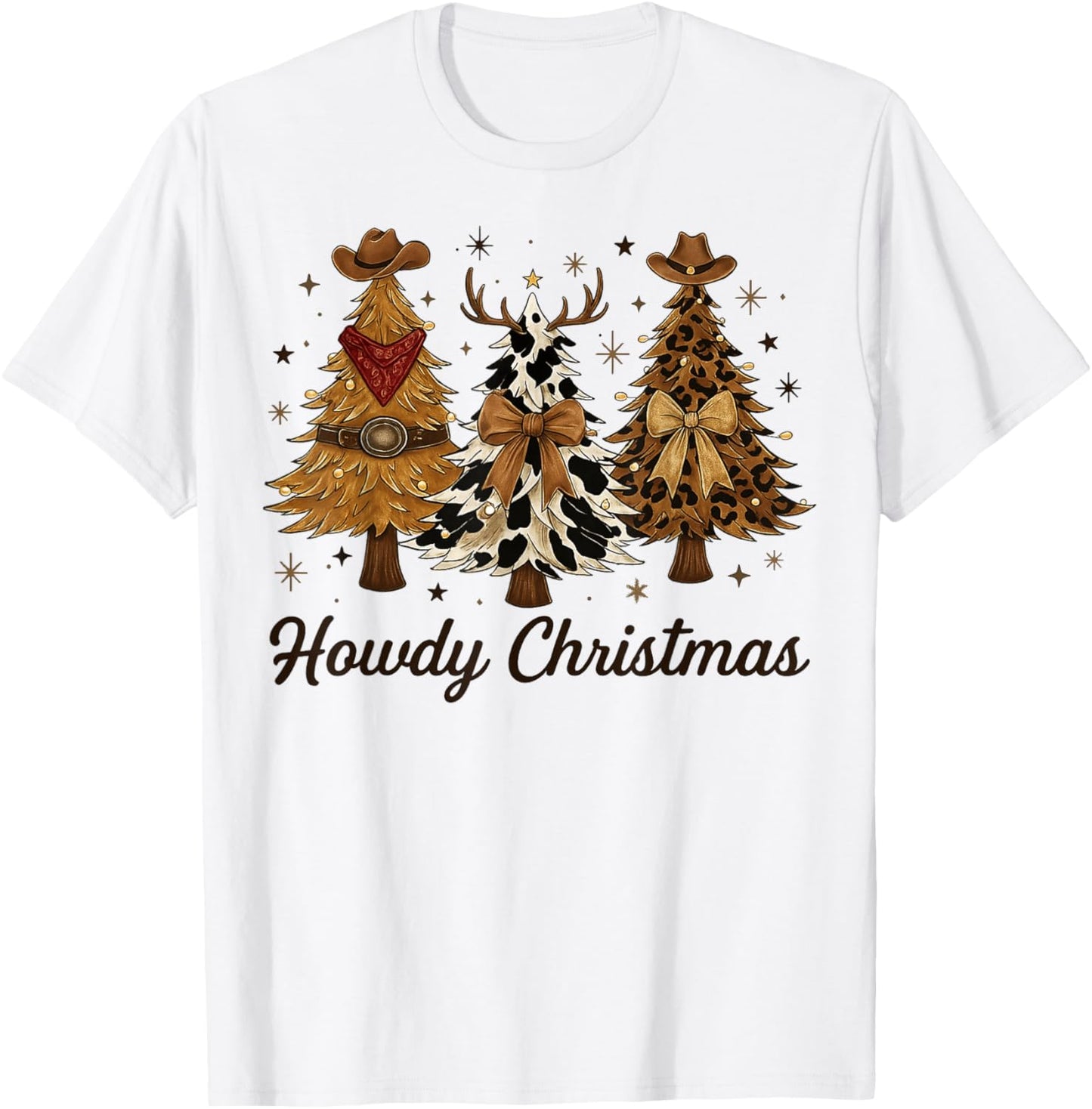 Howdy Christmas Tree Cowboy Hat Funny Western Country Xmas T-Shirt - T-Shirt | White