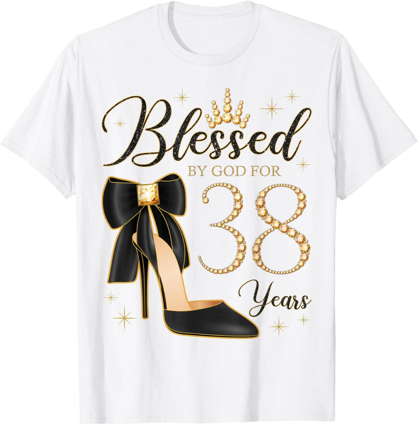 Blessed By God For 38 Years Old 38th Birthday Party Queen T-Shirt - T-Shirt | White