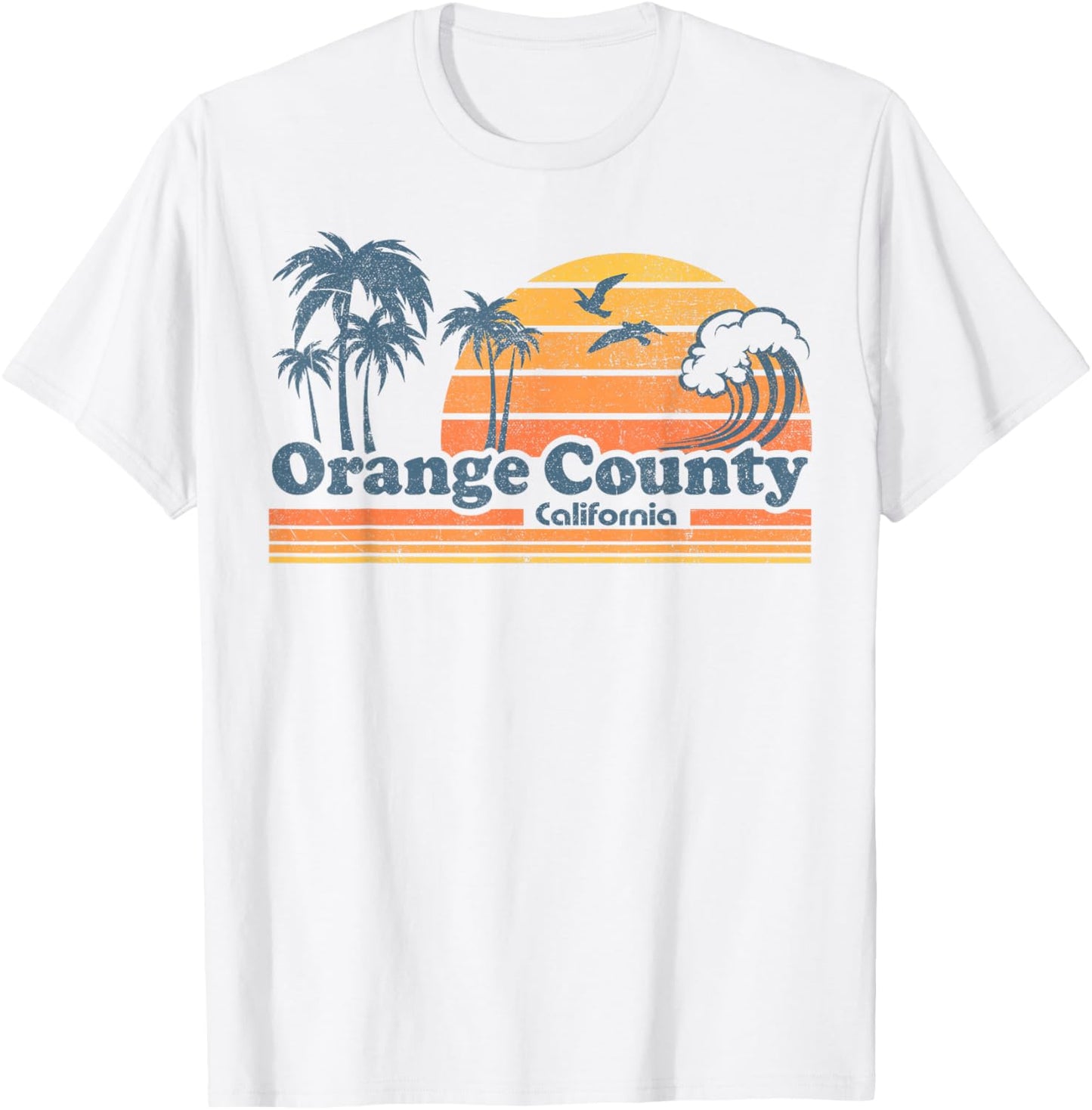 Orange County California Vacation Cute Cali 70s Retro Beach T-Shirt - T-Shirt | White