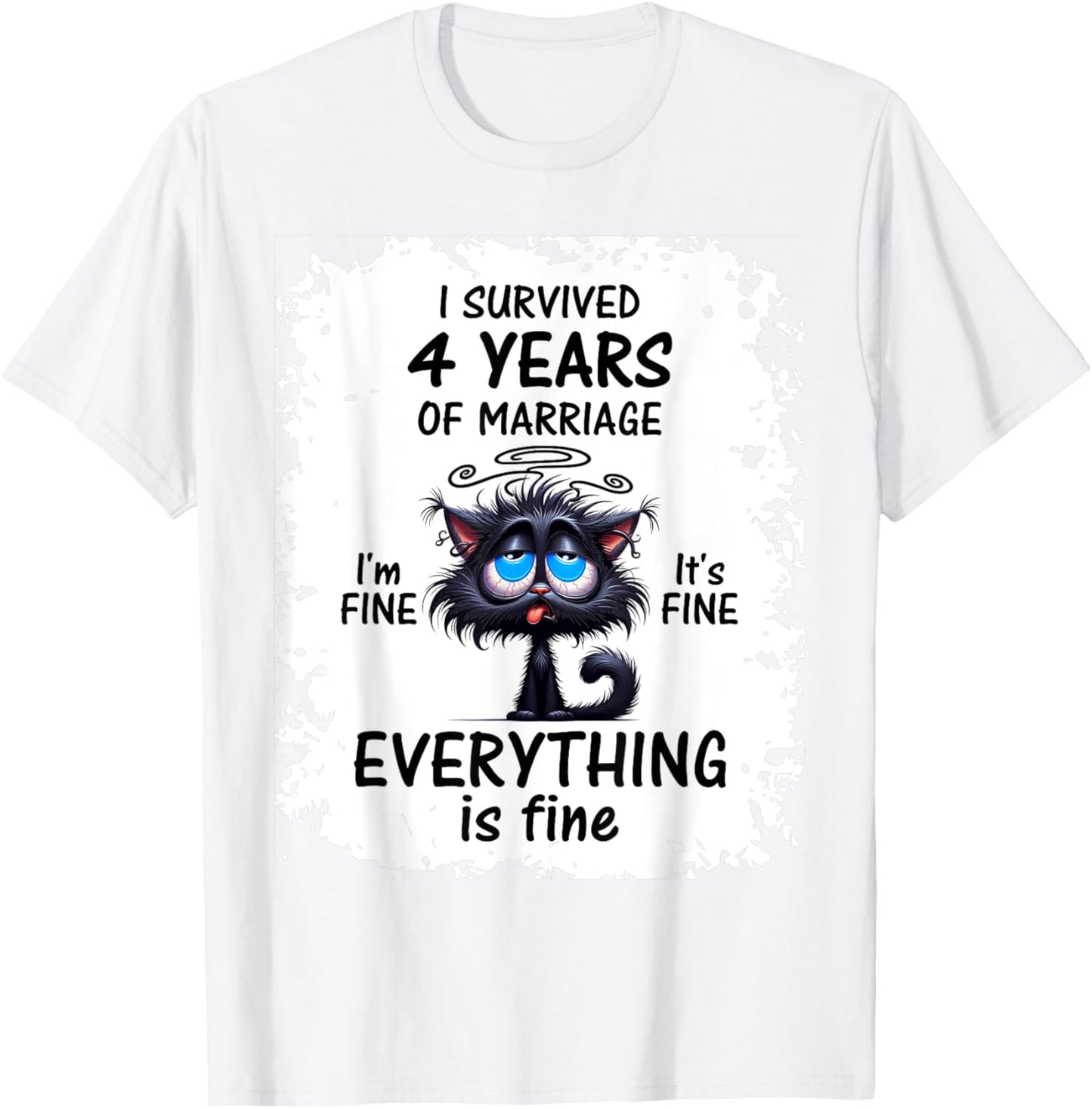 Linen Wedding I Survived 4 Years Of Marriage T-Shirt - T-Shirt | White