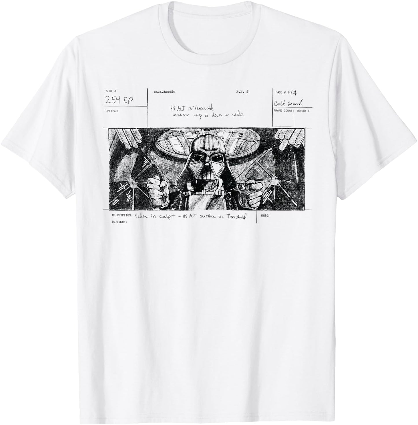 Star Wars A New Hope Darth Vader Storyboard Concept Art T-Shirt - T-Shirt | White