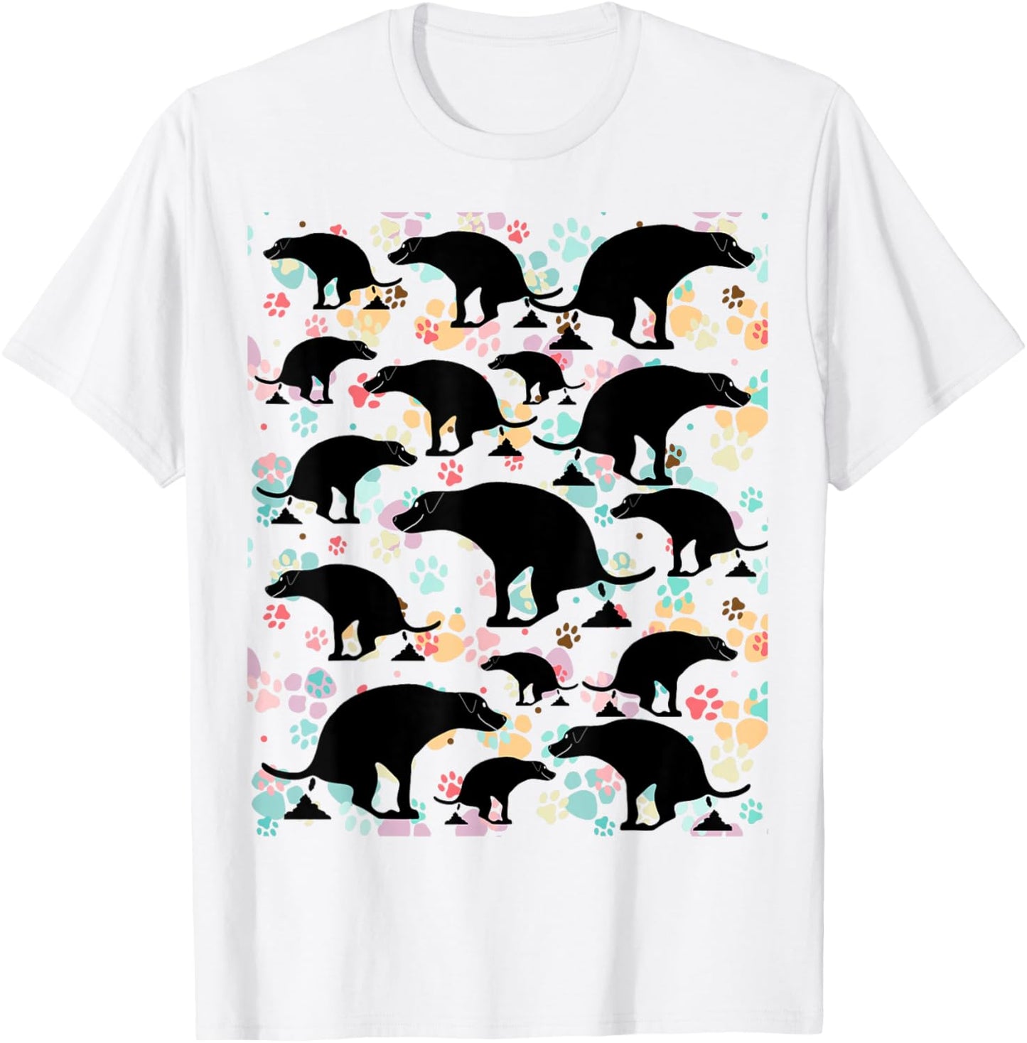 Cute Pooping Dog Pattern Delights T-Shirt - T-Shirt | White