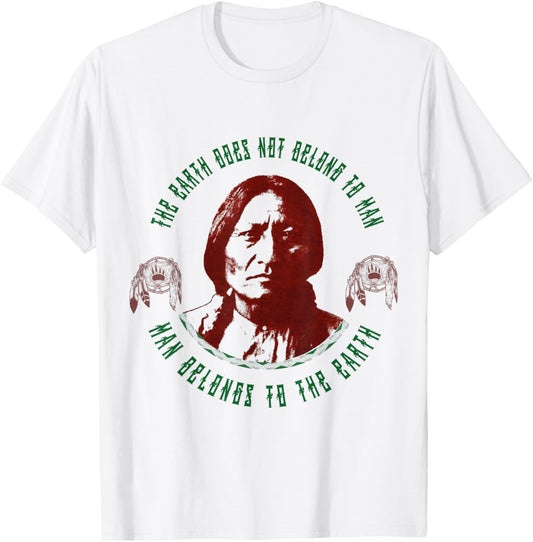 Native American Indian Lakota Chief Sioux Sitting Bull T-Shirt - T-Shirt | White