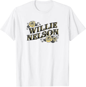 Official Willie Nelson Yellow Rose T-Shirt - T-Shirt | White