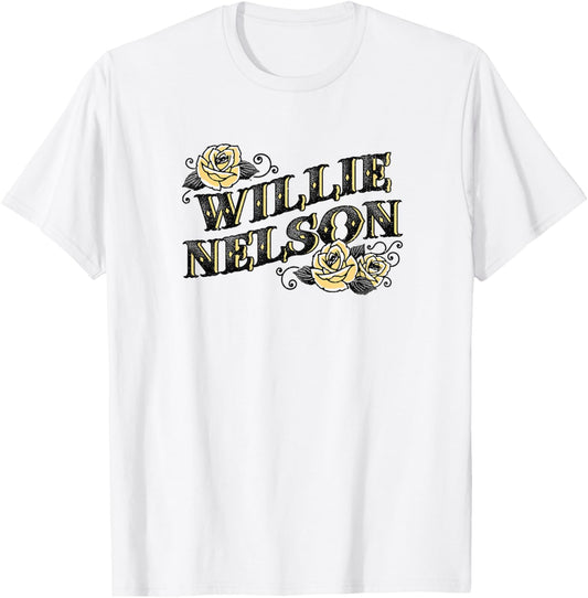 Official Willie Nelson Yellow Rose T-Shirt - T-Shirt | White