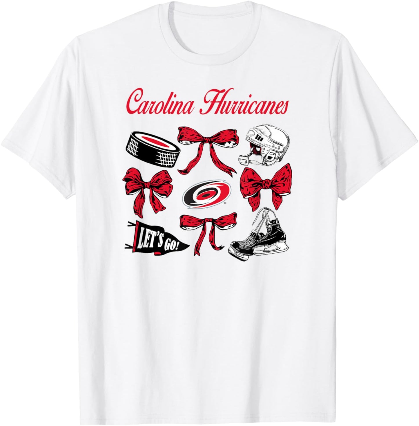 Carolina Hurricanes Bows Gray NHL Officially Licensed T-Shirt - T-Shirt | White