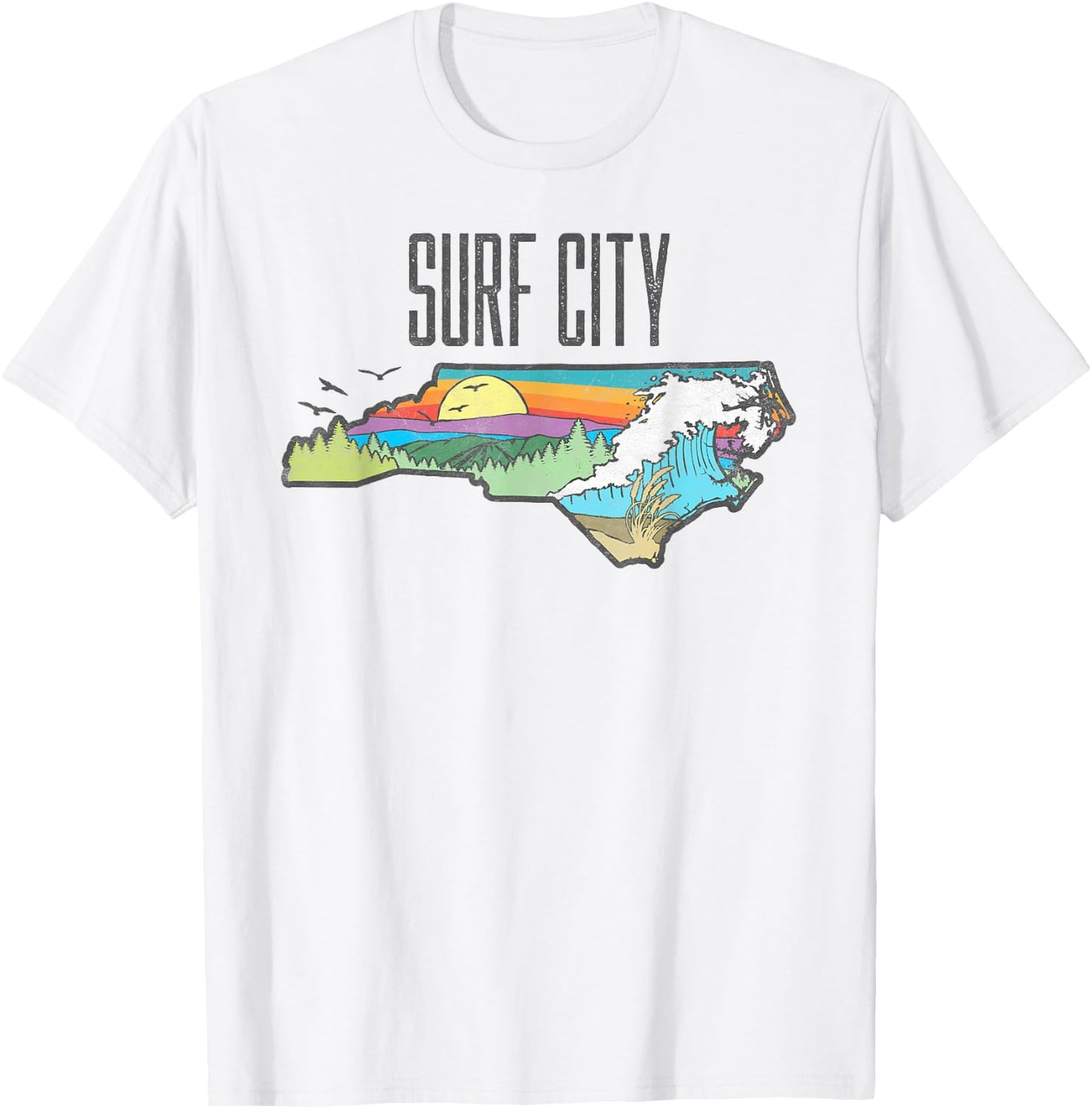 Surf City State of North Carolina Outdoors Graphic T-Shirt - T-Shirt | White