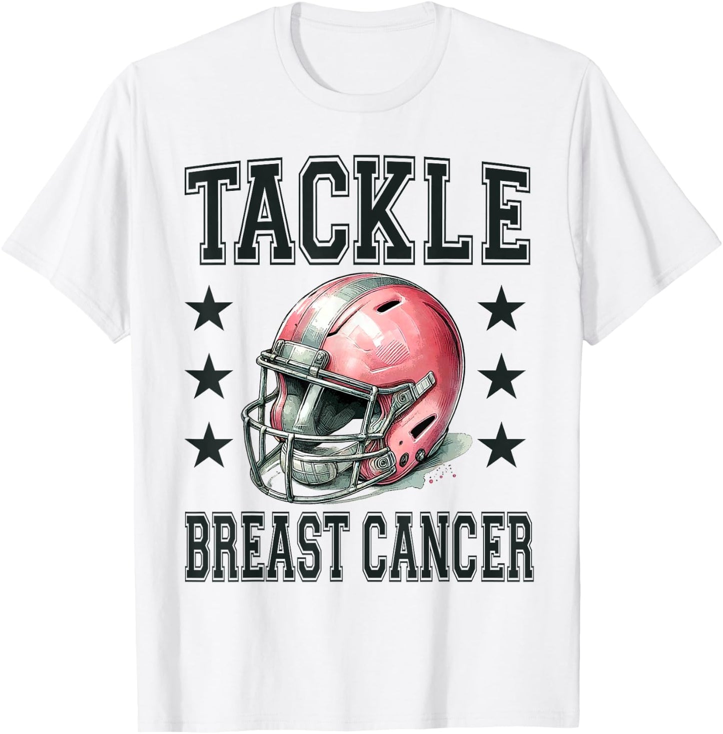 Tackle Breast Cancer Pink Football Helmet Awareness Design T-Shirt - T-Shirt | White