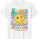 Peace Love 1st Grade Smile Face Back To School First Grade T-Shirt - T-Shirt | White