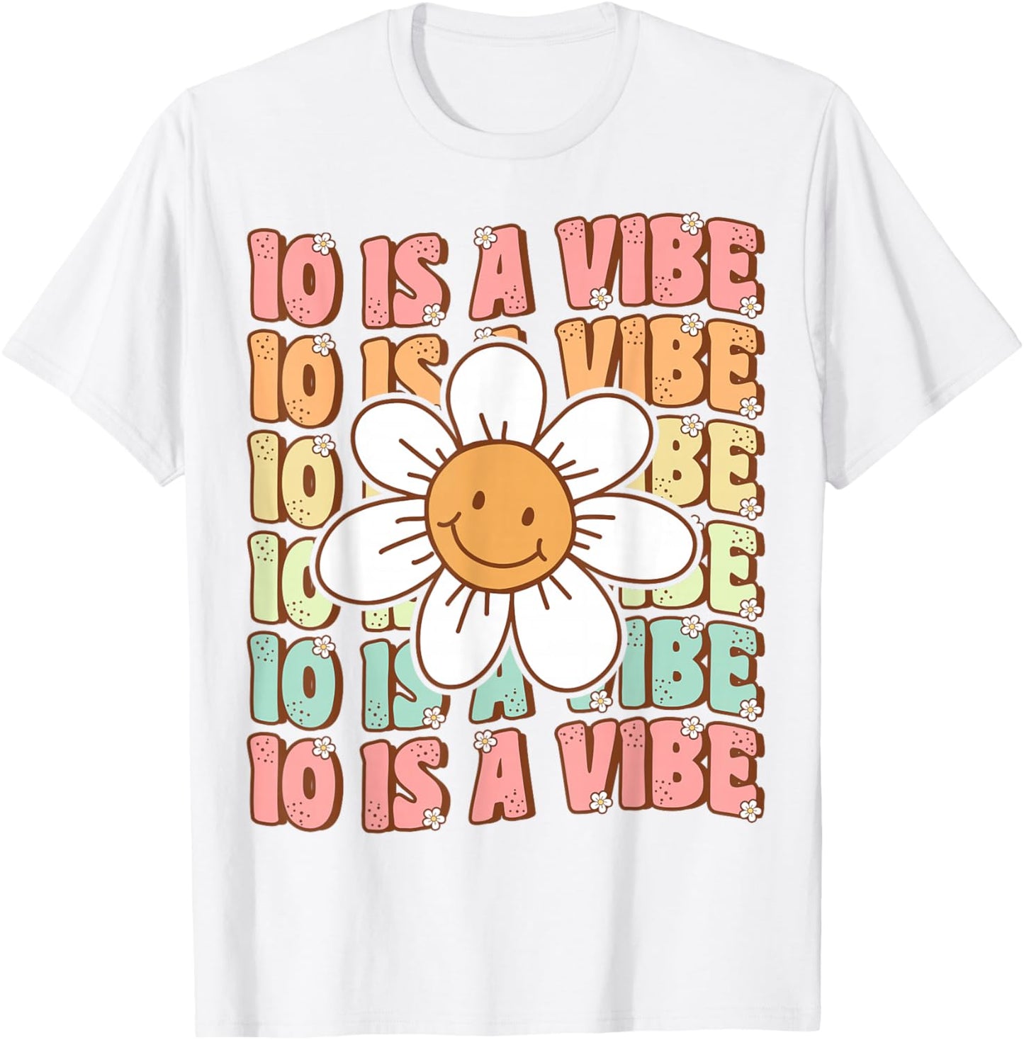 Ten is A Vibe Cute Groovy 10th Birthday Party Daisy Flower T-Shirt - T-Shirt | White