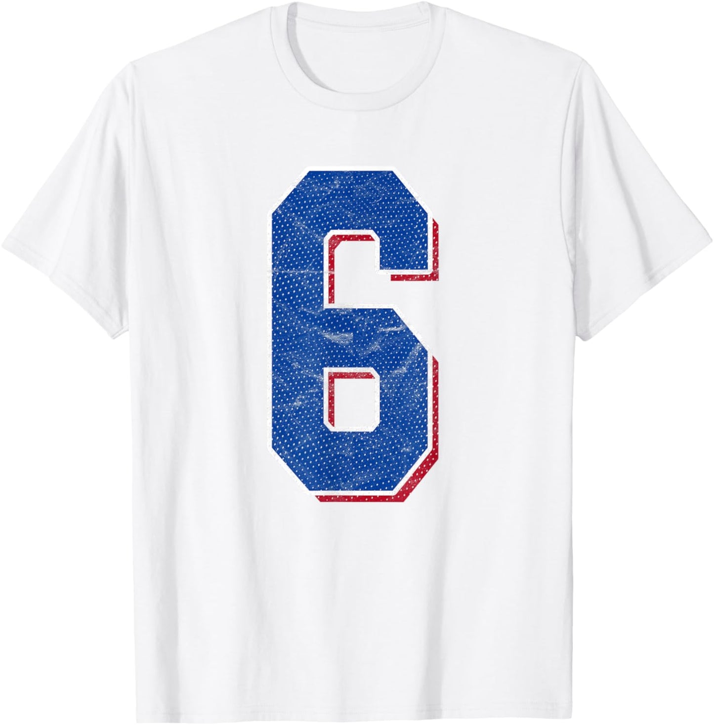 Number 6 Numbered Uniform Sports Team Jersey 6th Birthday T-Shirt - T-Shirt | White