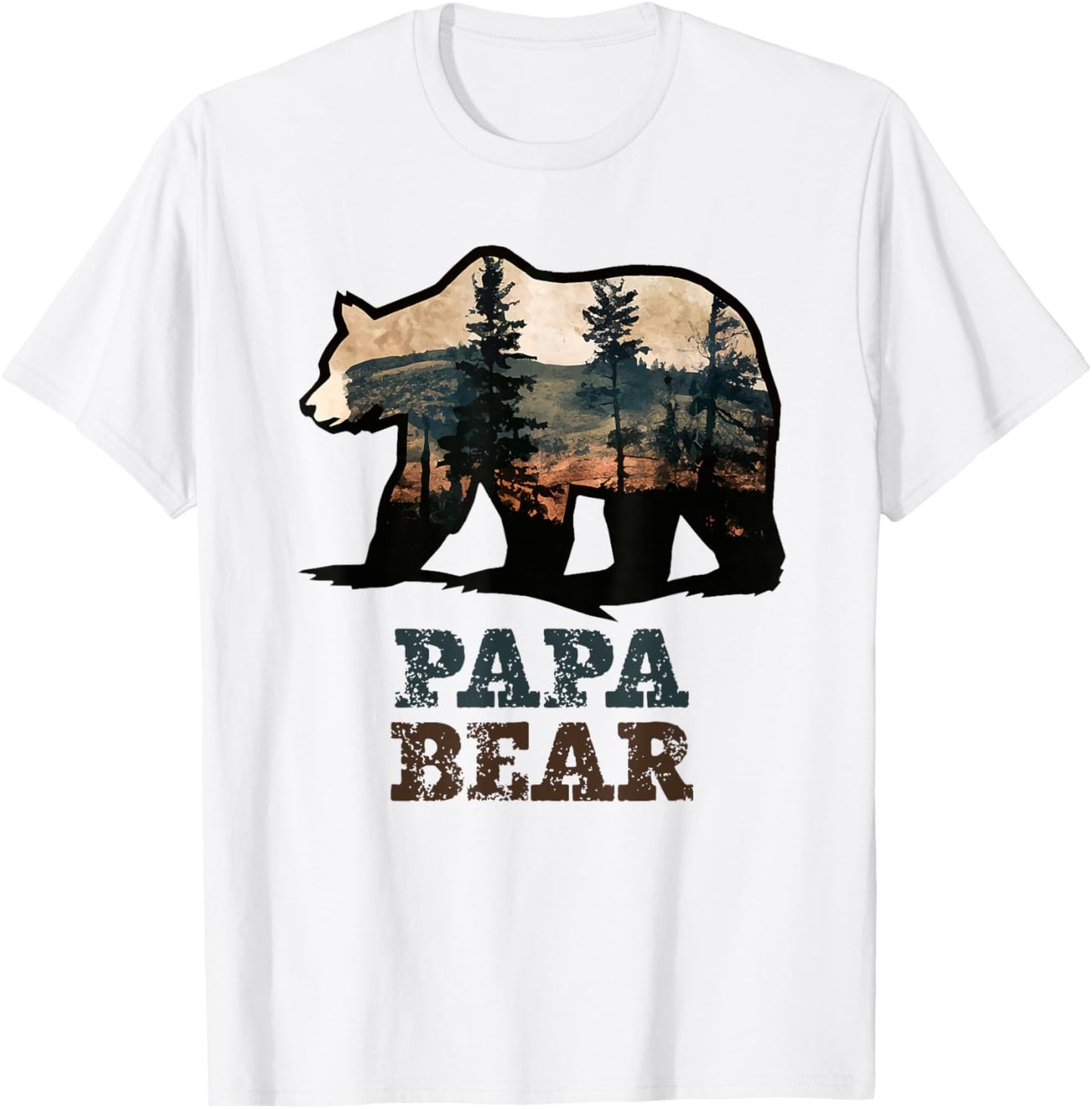 Papa Bear Vintage Retro Funny T-Shirt - T-Shirt | White