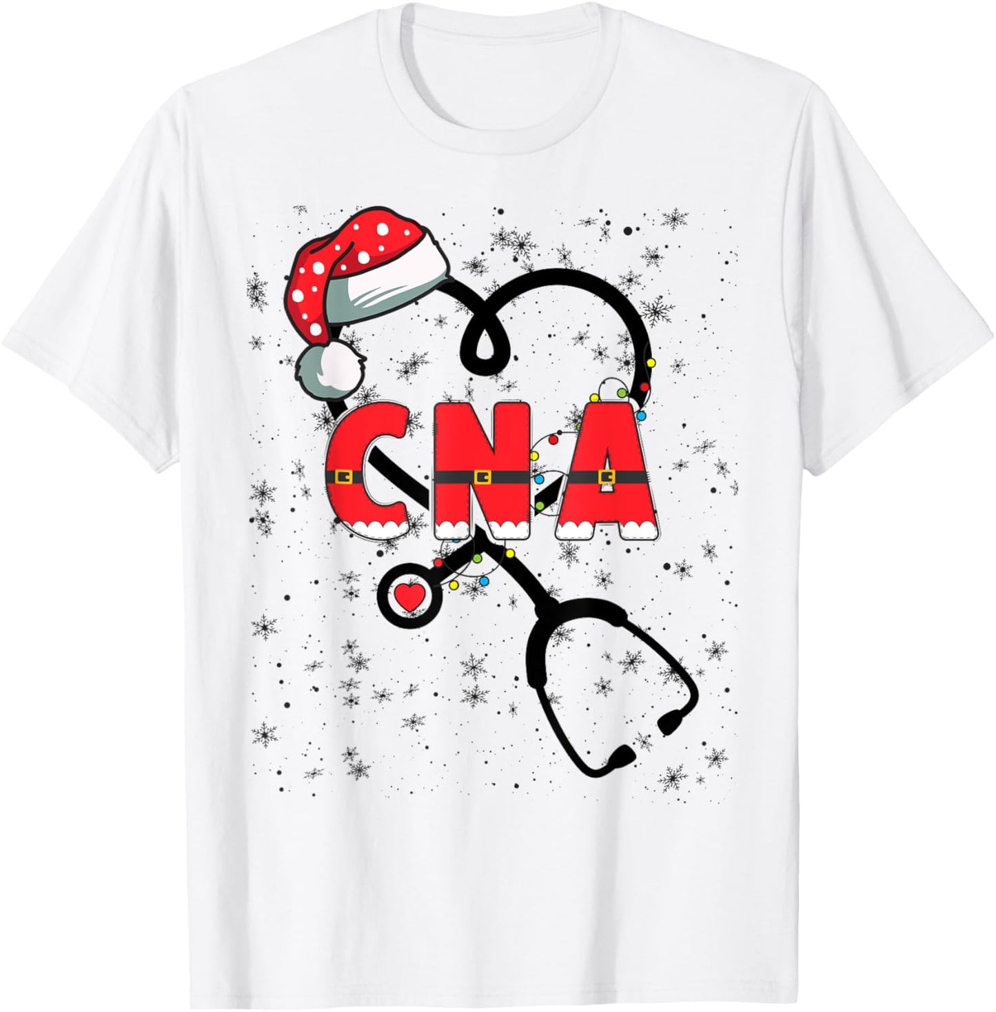 CNA Christmas Heart Certified Nursing Assistant Xmas Party T-Shirt - T-Shirt | White