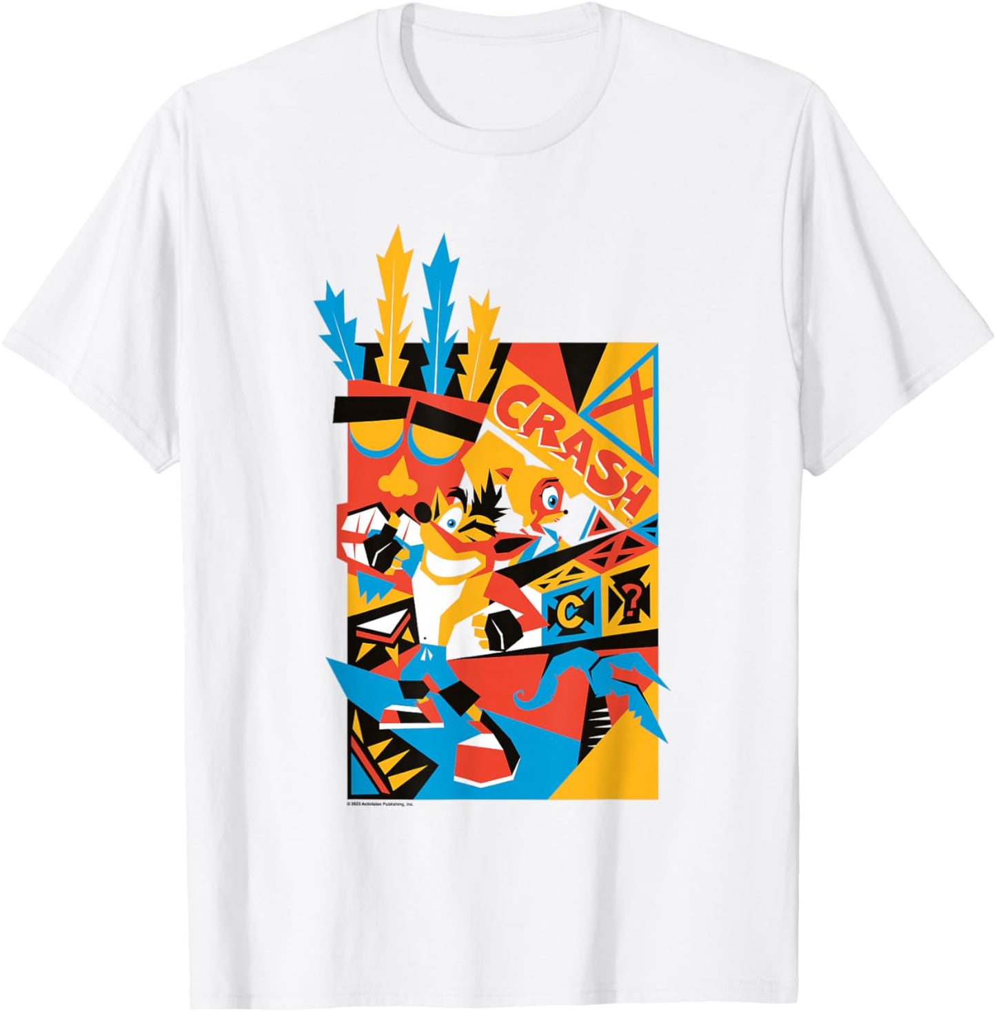 Crash Bandicoot Retro Nineties Crash Aku Aku Graffiti Badge T-Shirt - T-Shirt | White