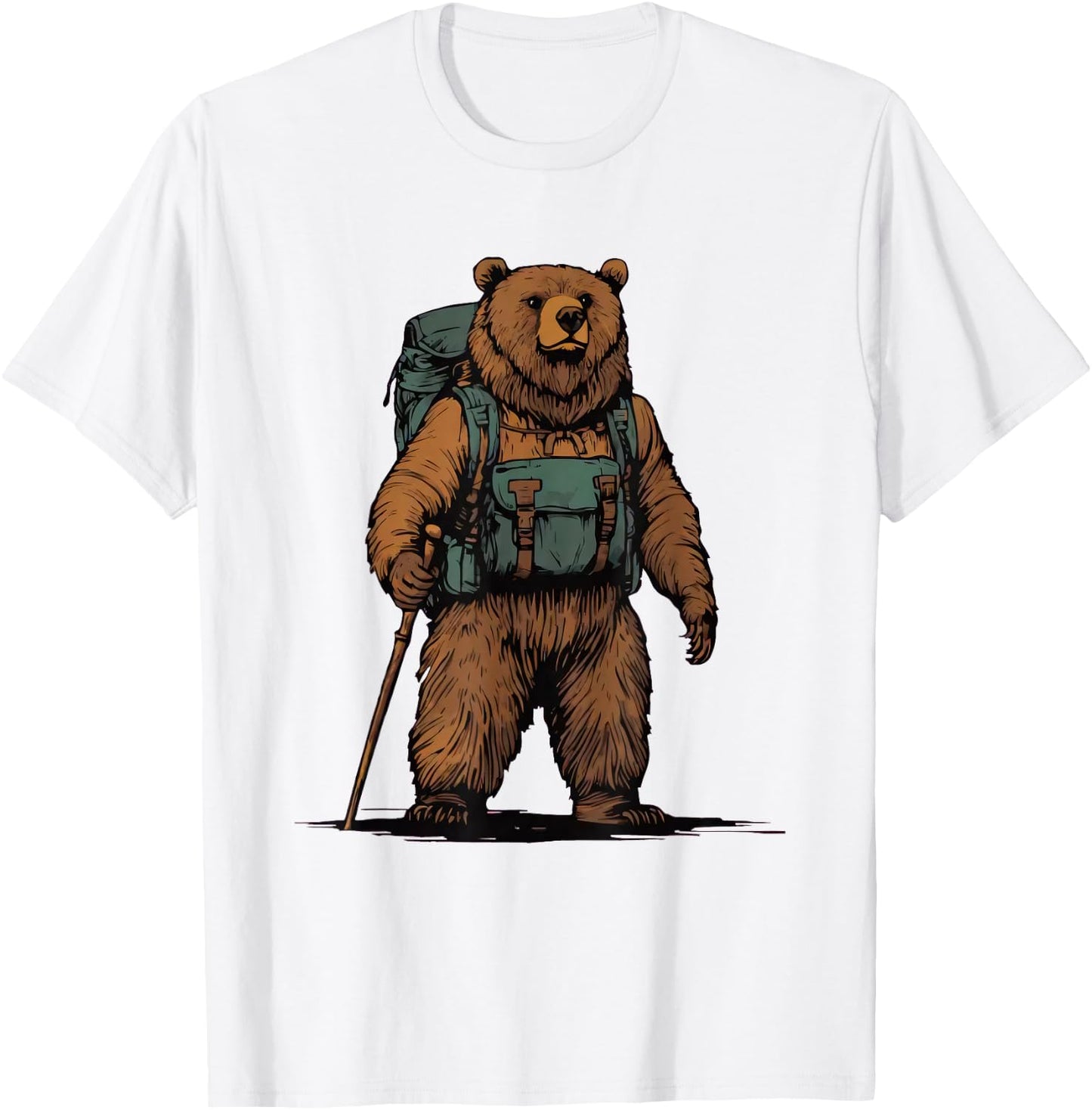 Grizzly Backpacker Mountain Forest Wildlife Camping Hiking T-Shirt - T-Shirt | White