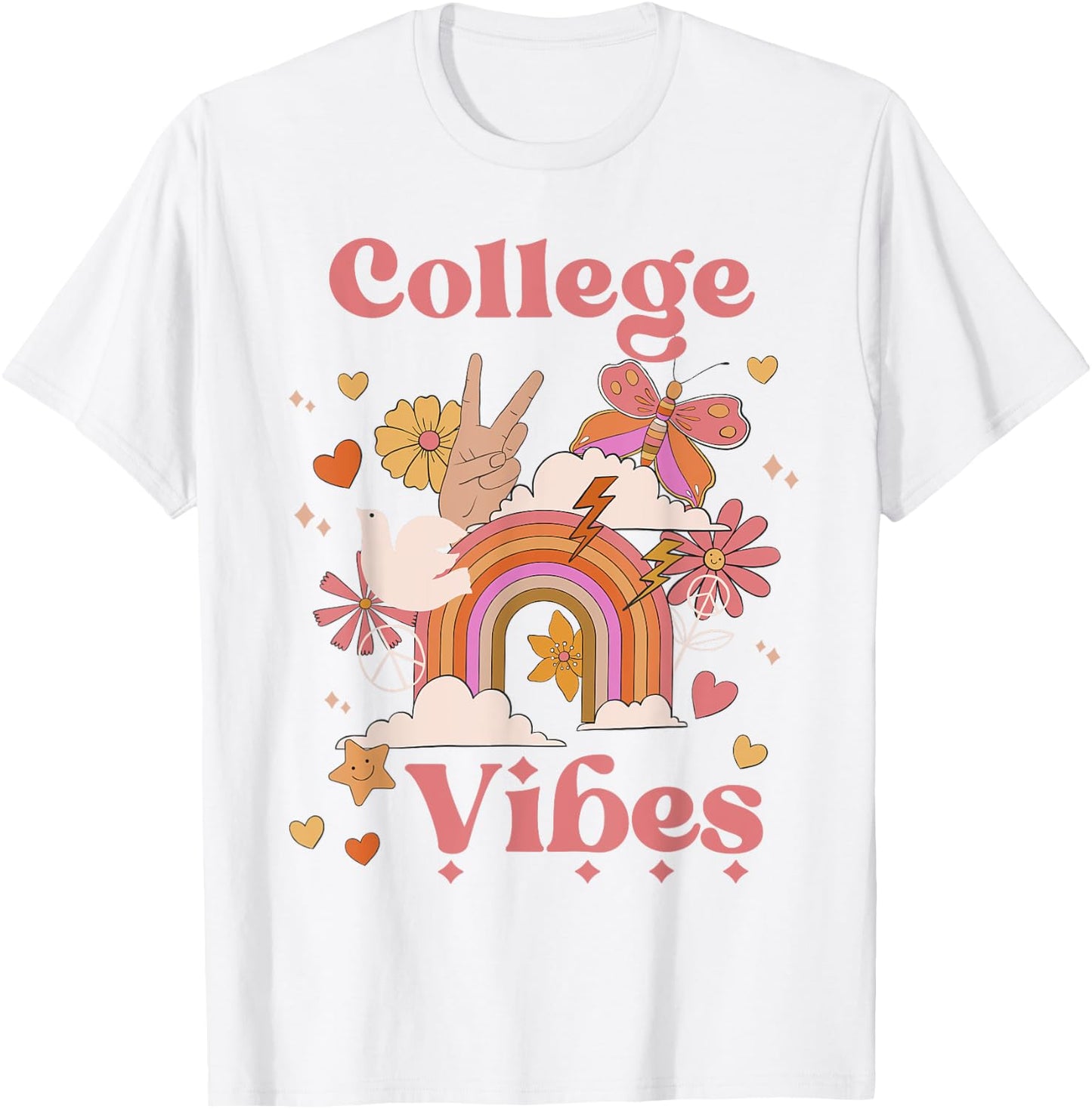 College Vibes Retro University Back To School First Day T-Shirt - T-Shirt | White