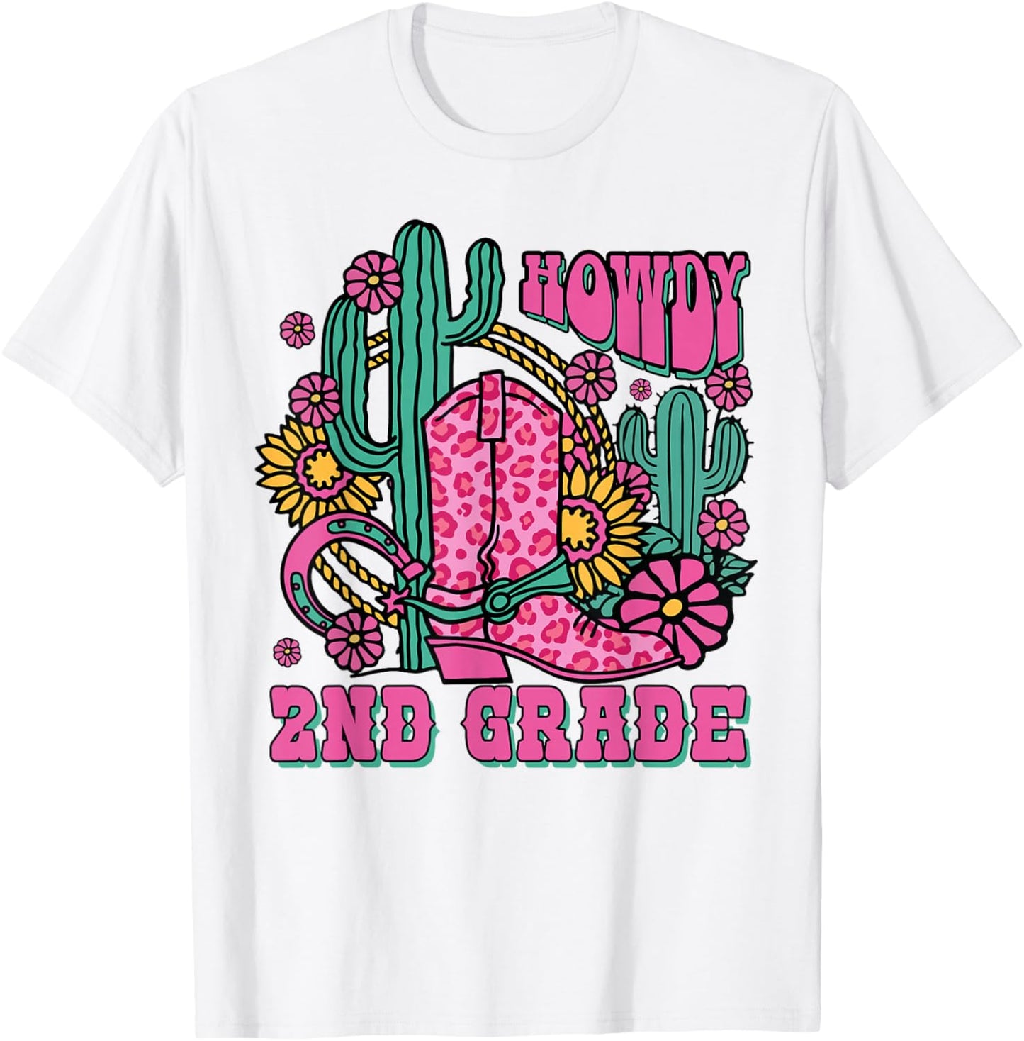 Howdy 2nd Grade Western Second Grade Teacher Cowboy Cowgirl T-Shirt - T-Shirt | White