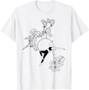 Aerial Hoop, Aerial Artist Circus, Aerial Yoga Gifts Flowers T-Shirt - T-Shirt | White