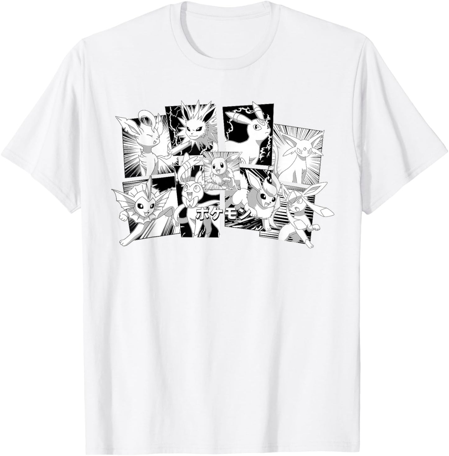 Pokémon - Eeveelutions Character Group Manga Panels T-Shirt - T-Shirt | White