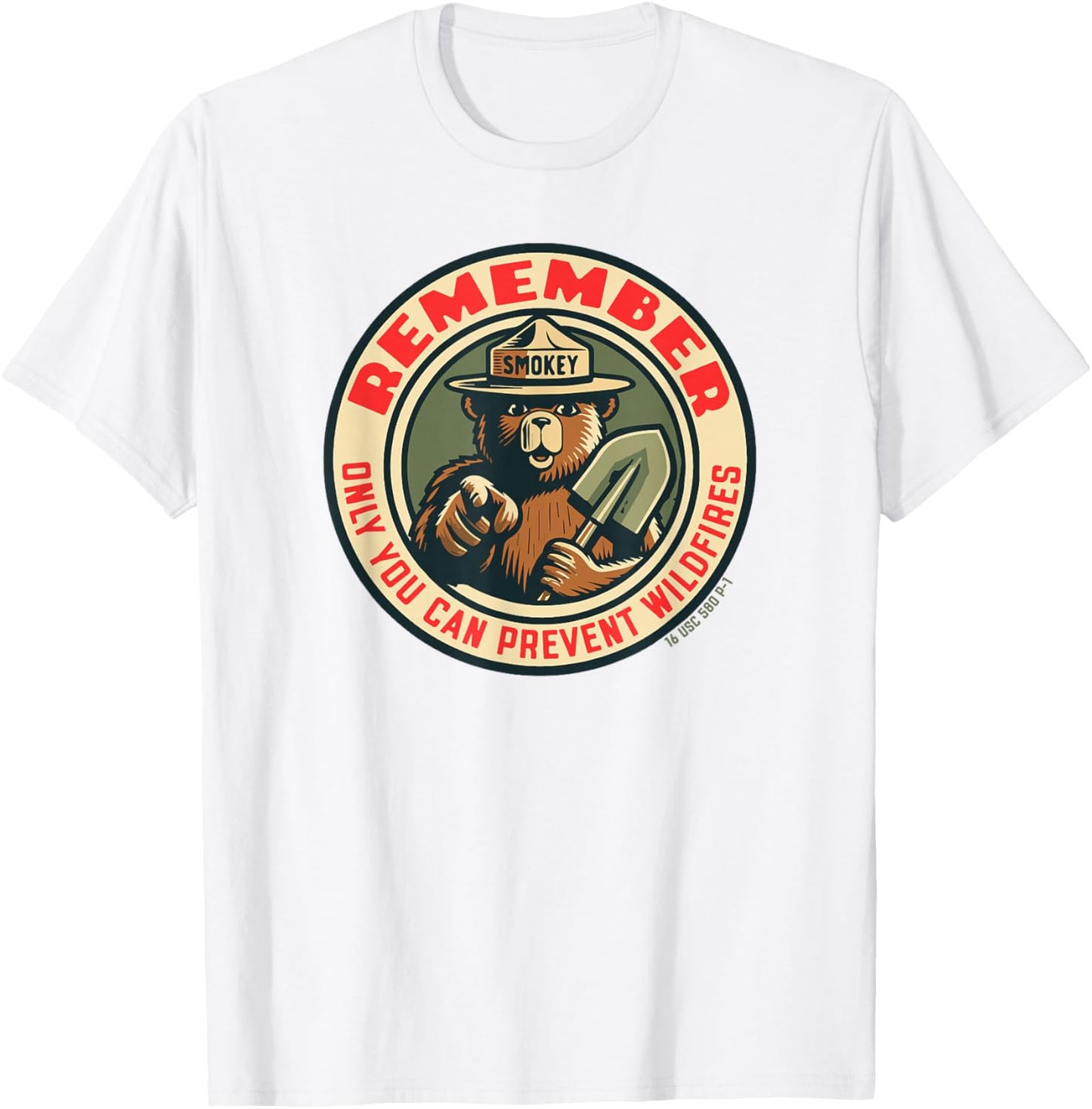 Remember Only You Vintage Smokey Bear Seal Retro T-Shirt - T-Shirt | White