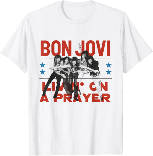 Official Bon Jovi Livin' On A Prayer T-Shirt - T-Shirt | White