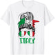 Italian Girl Messy Bun Flag Italy Proud Woman Kids Italia T-Shirt - T-Shirt | White