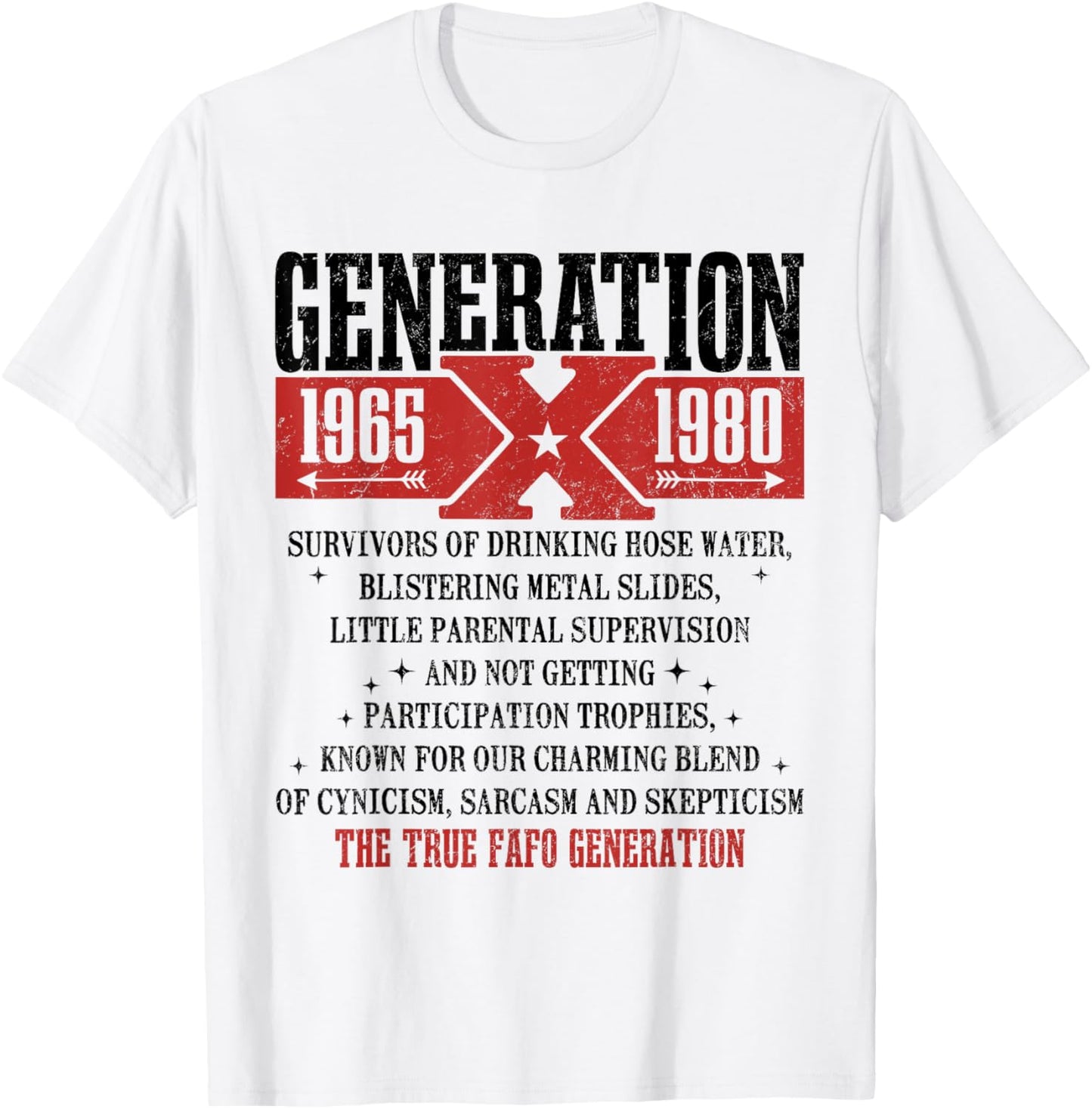 Vintage GenerationX 1965 1980 GenX Funny Generation Saying T-Shirt - T-Shirt | White
