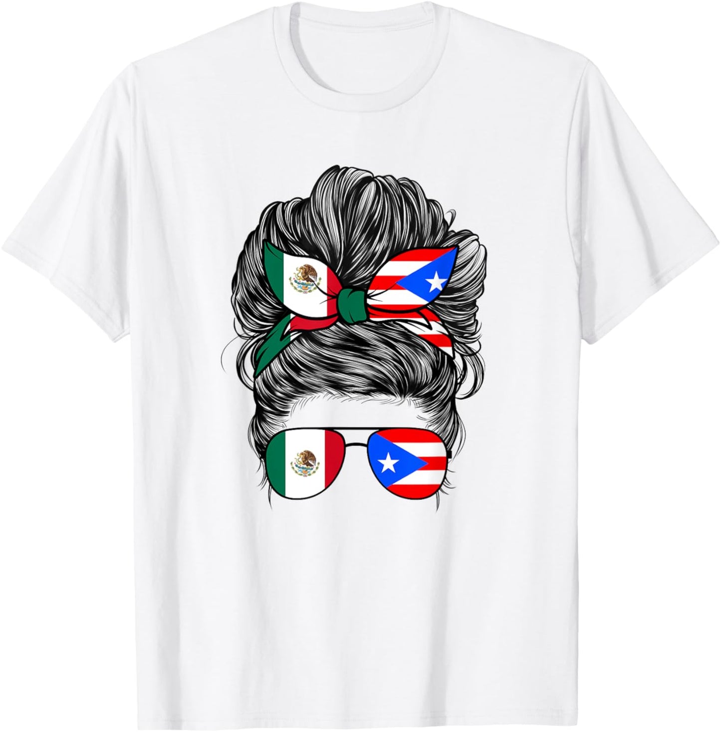 Mexirican Girl Women Half Mexican And Puerto Rican Rico Flag T-Shirt - T-Shirt | White