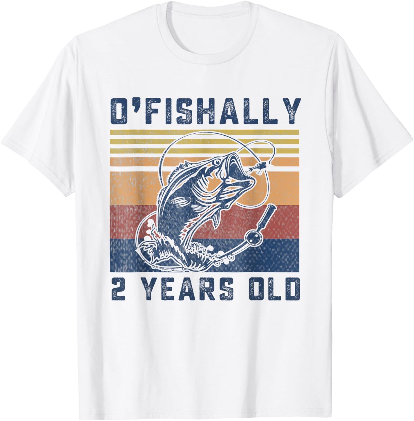 Ofishally 2 Year Old Shirt 2nd Birthday Fishing US Flag T-Shirt - T-Shirt | White