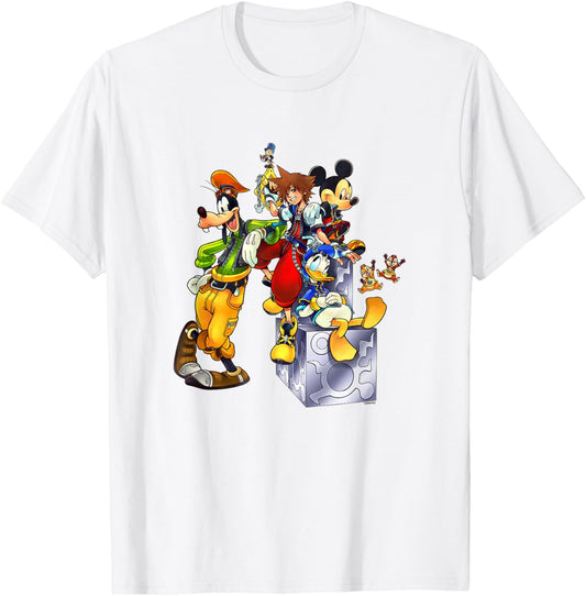 Disney Kingdom Hearts Goofy Mickey & Donald Sora Block Shot T-Shirt - T-Shirt | White
