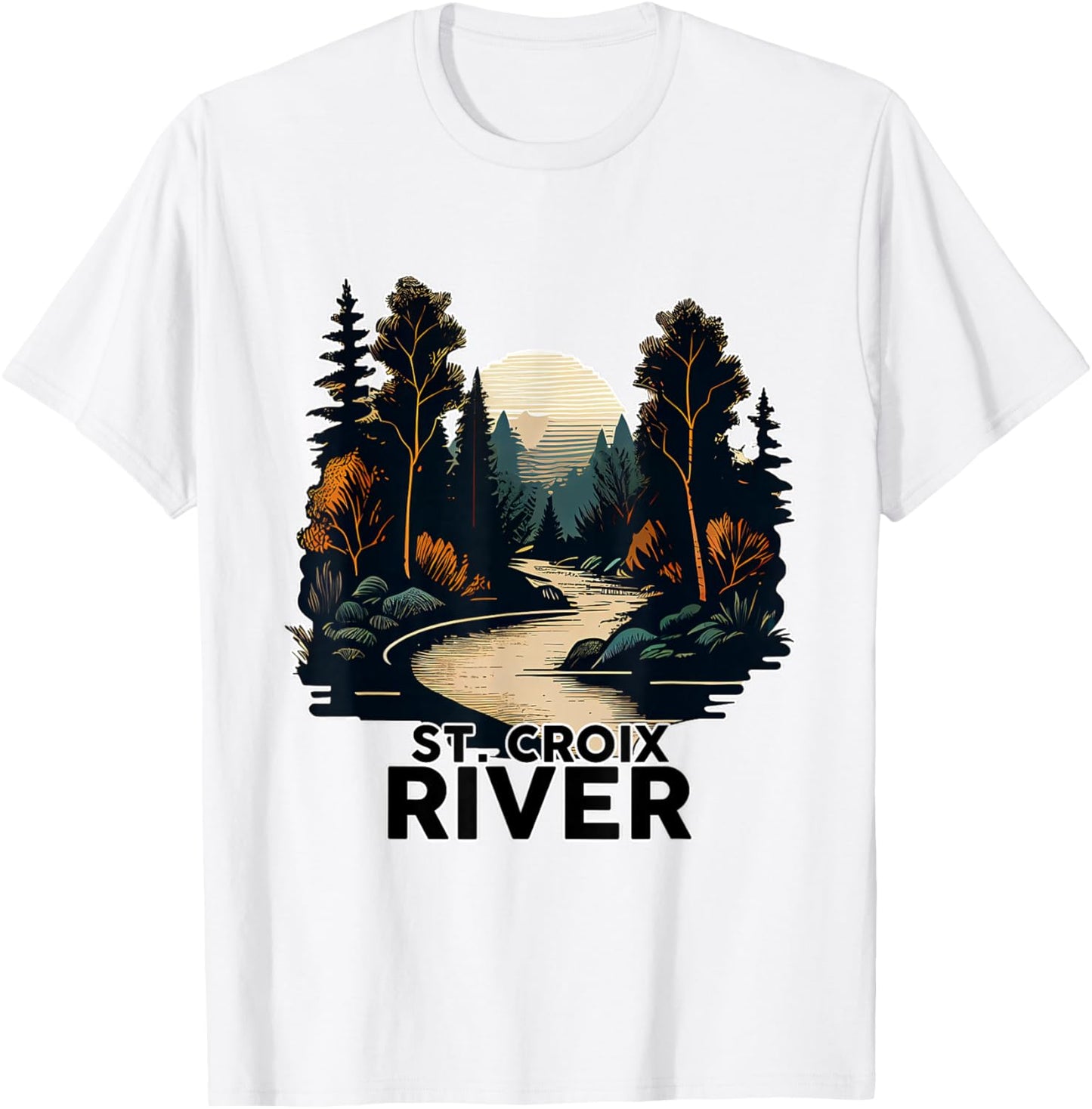 St. Croix River Retro Minimalist River St. Croix T-Shirt - T-Shirt | White