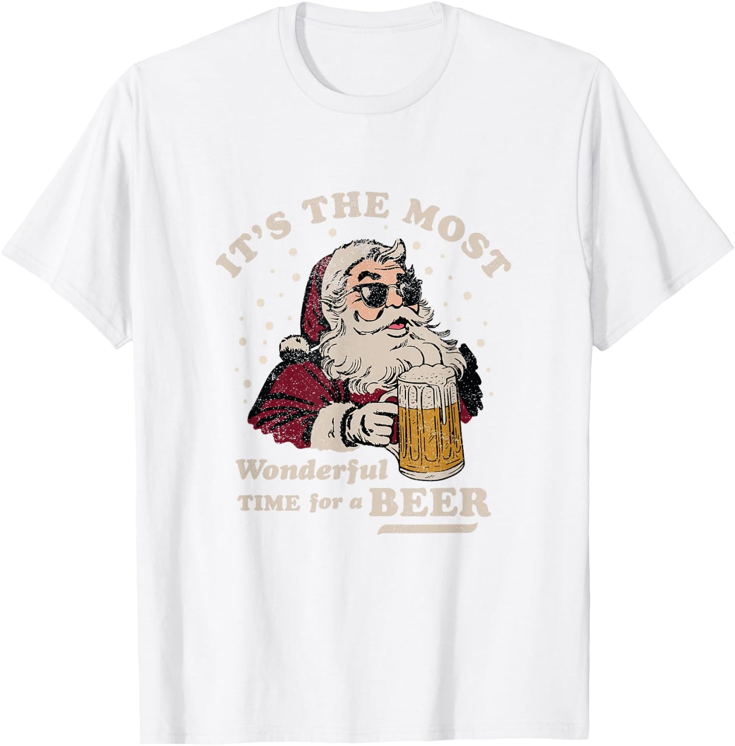 Funny Santa Beer Merry Christmas T-Shirt - T-Shirt | White
